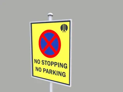 No Stop Parking Board Low-poly 3D model