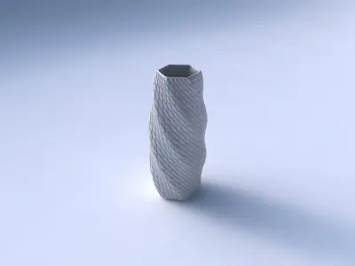 Vase twisted hexagon with diagonal grid bulges 3D print model