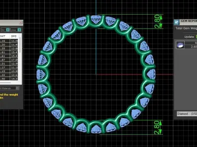 U Shaped Eternity Ring 2 point 6 mm stone size swiss 16 and EU56 3D print model