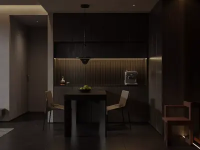 Modern living room dining room interior scenes 214 3D model