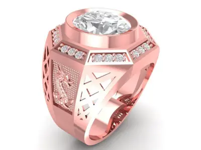 Geometric Signet Men Ring   610 3D print model