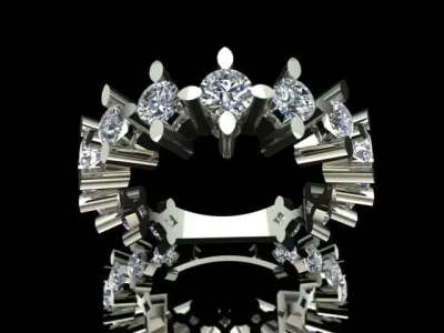 High Jewelry Luxury Full Round Diamond Ring 3D print model