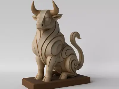 Minimalist Bull Bust  Decoration Sculpture 3D print model