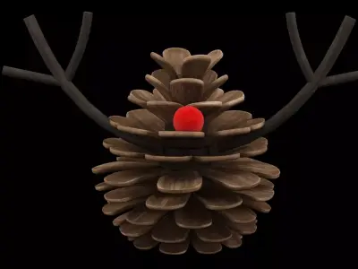 Christmas Pine Cone  Low-poly 3D model