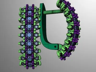 Earrings n 6 gold and sapphire 3D print model