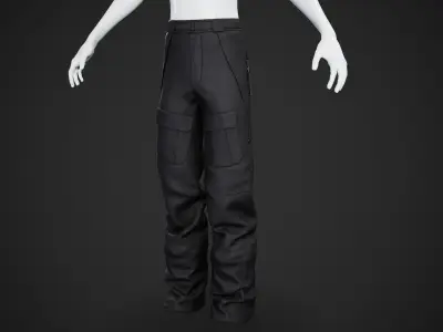 Black Snowboard Pants Style 3 Low-poly 3D model