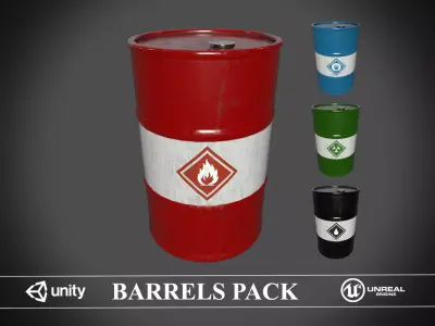 Metal Oil Barrel PBR Low-poly 3D model Low-poly 3D model