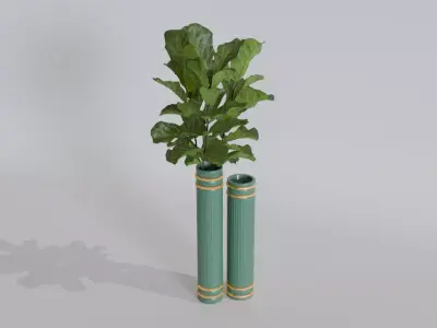 Golden Green Vase Set 03-Blender Procedural 3D Model 3D model