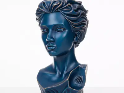 Marble Woman Bust Sculpture Elegant Classical Portrait Low-poly 3D model