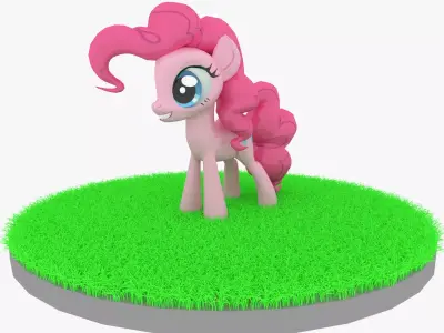 Cartoon Pink Pony Rigged Low-poly 3D model