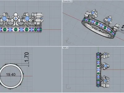 Crown ring model 378 3D print model
