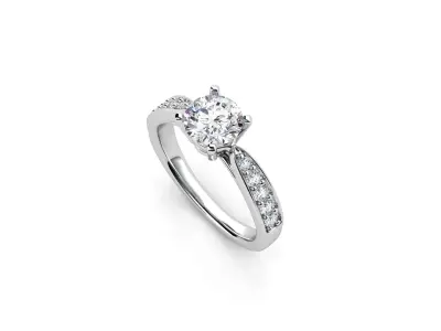 ZDR092 diamond engagement ring with pave set diamonds 3D print model