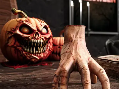 Decorative Halloween Set with Wednesday s Thing 3D model