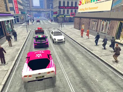 Stylized City Street Scene with PBR Textures Racing Car Pack Low-poly 3D model