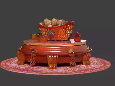 Chinese gold ingot bowel walnuts  3D model