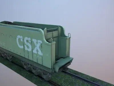 Train Hopper car Low-poly 3D model Low-poly 3D model