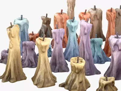 Stylized Candles Pack Low-poly 3D model