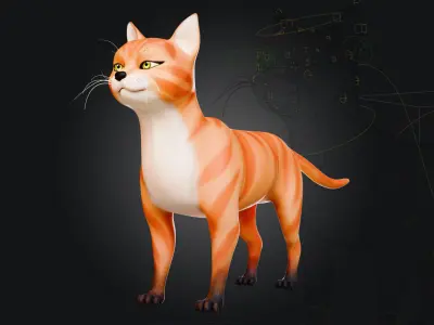 Rigged Cute Cat Low-poly 3D model