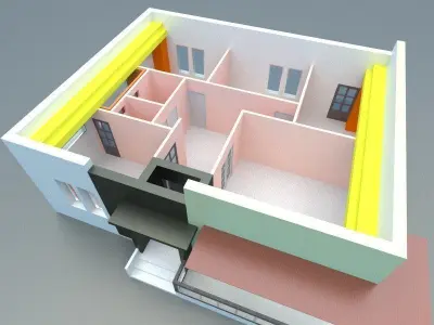 Precasted Modern house design with interior 3D model