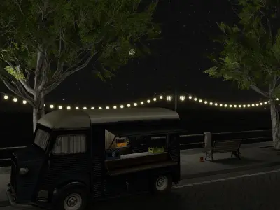 Waterfront Blender Scene - NIGHT 3D model