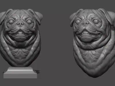 Pug bust version 2 3D print model