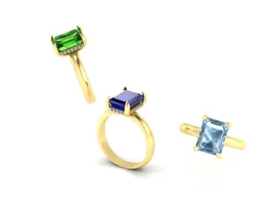 Ring Emerald 3D print model 3D print model