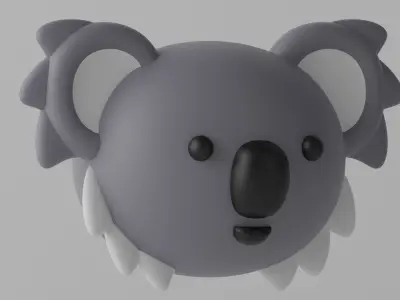 Cartoon Cute Koala Head 3D model