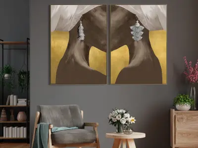 Plaster Two Photo Frame 161 Low-poly 3D model