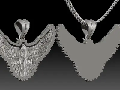 Owl Pendant Sculpture jewelry gold necklace 3D print SIlver 3D print model
