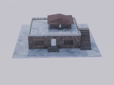 summerhouse house with stairs and roof Low-poly 3D model