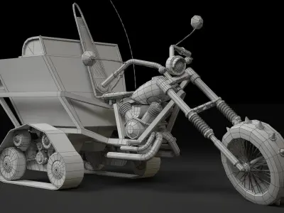 Snow Bike Low-poly 3D model