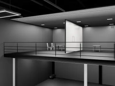 3D CAR STUDIO SCENE warehouse SCI FI futuristic 3D model