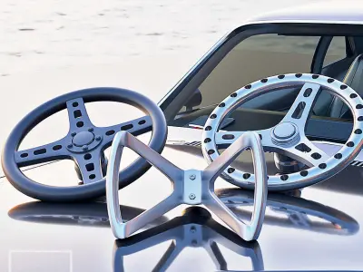 Steering Wheel Set 3 for Diecast and Miniatures 3D print model