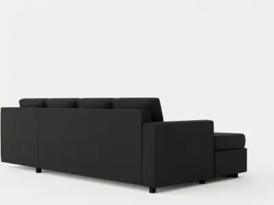 Crazy U Sofa Small Divan Left Black Artificial Leather Low-poly 3D model