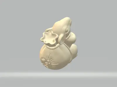 Lucky mouse carrying money bag 3D print model