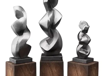 Carved cubist art sculpture Low-poly 3D model