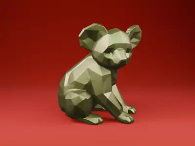 Low Poly Koala Geometric Animal Sculpture STL 3D print model