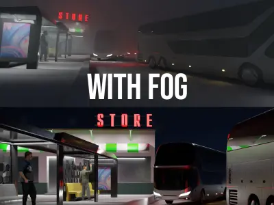 Bus station Low-poly 3D model
