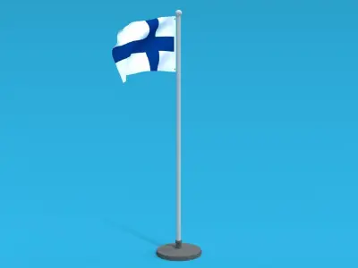 Low Poly Seamless Animated Finland Flag Low-poly 3D model
