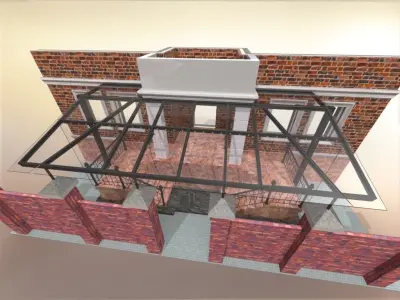 Glazed veranda with doors and glass visor 3D model