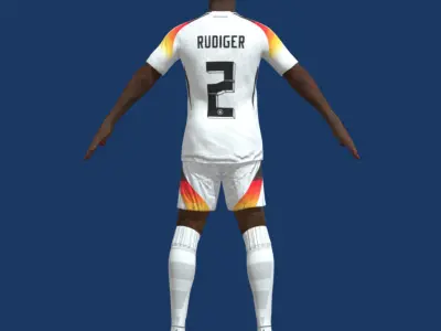 T-Pose Rigged Rudiger Germany Euro 2024 3D model