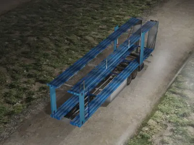 CAR TRANSPORTER  HAULER TRUCK TRAILER LOW POLY  Low-poly 3D model