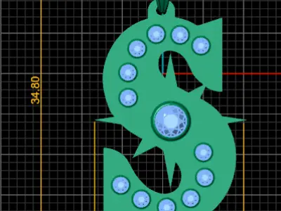 Gold Pendant Ruby  3D print model