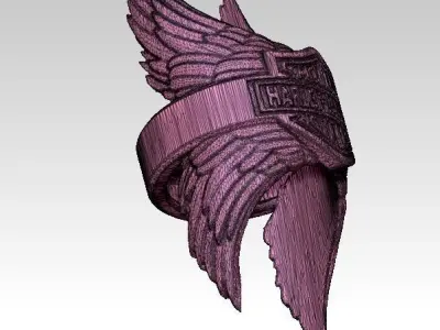 Biker Ring with pair wings version 2 3D print model