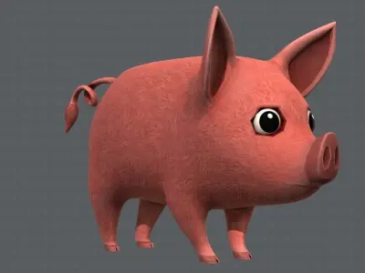 Pig cartoon V02 Low-poly 3D model