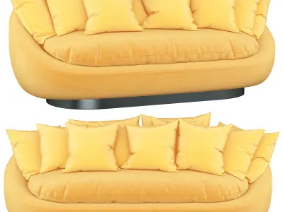 Stylish blue sofa rattan ceiling 3d model Low-poly 3D model