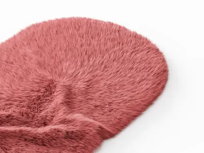 Pink oval sheepskin rug 3D model