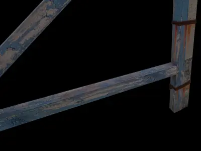 Balcony wooden covered Low-poly 3D model