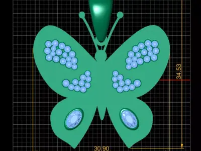 butterfly pendant 3D printable model  3D print model