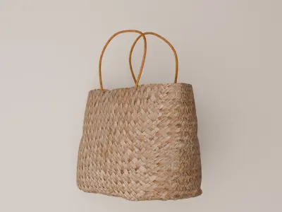 Realistic Woven Rattan Tote Bag 3D Model 3D model
